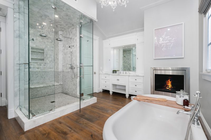 Spacious Shower with Glass Doors